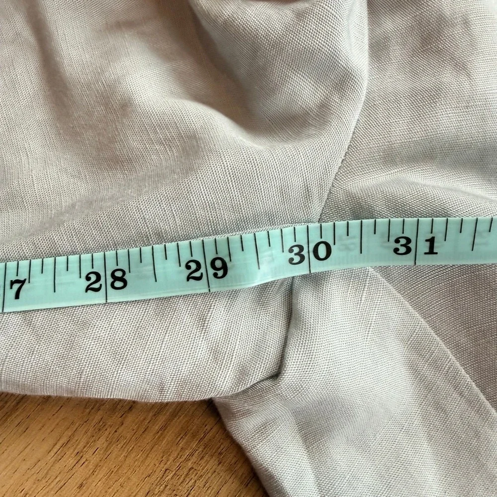 H&M Linen Blend Wide Leg Trousers‎ Light Blue High Waisted Size 8